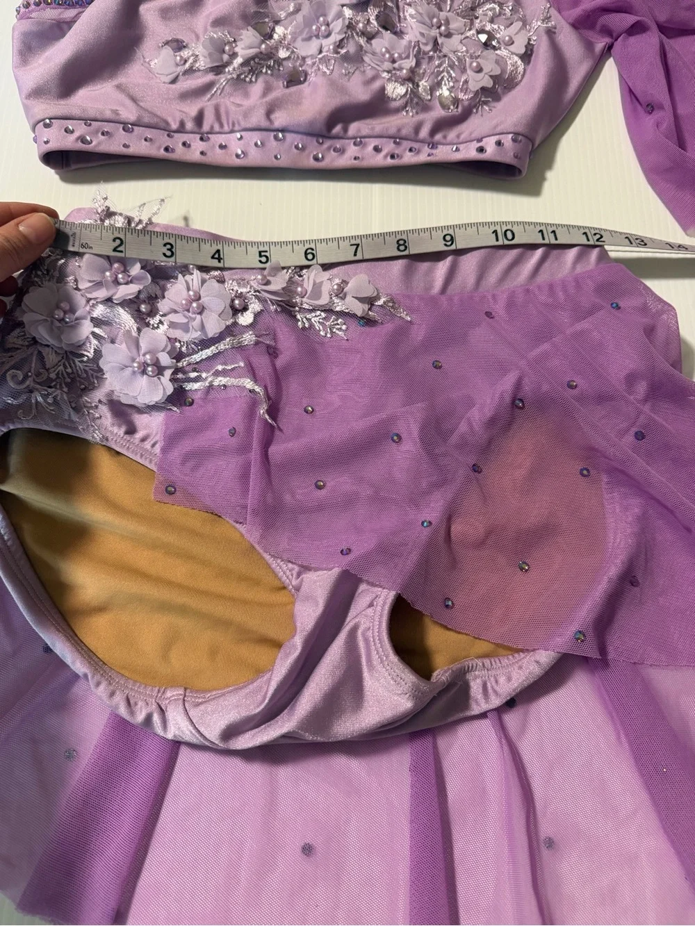 Patrick J designs solo custom dance costume 2 piece lavender purple fara MA adul